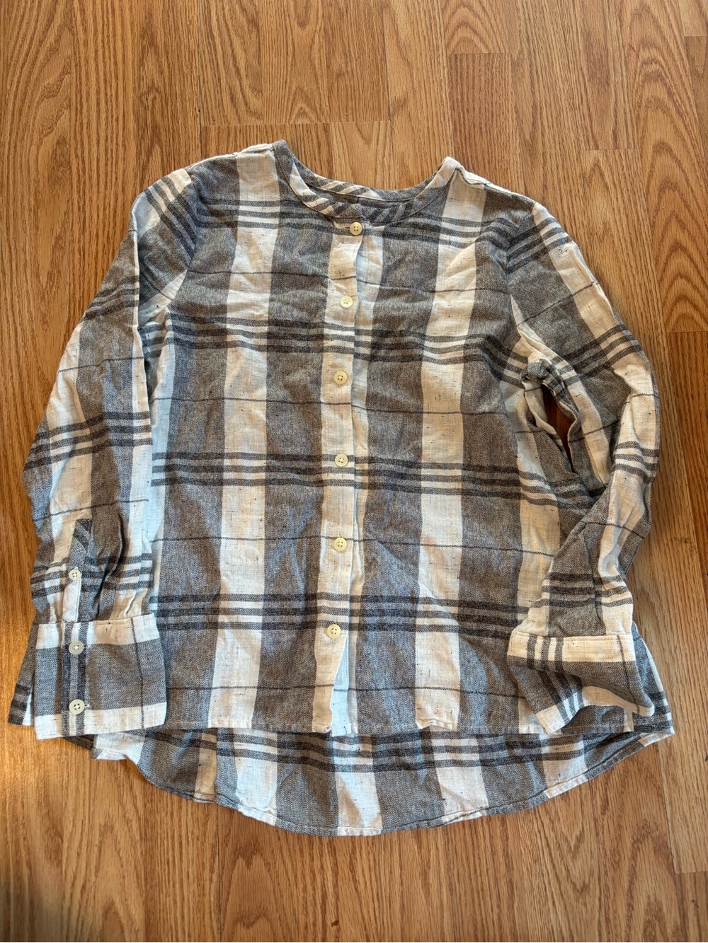 Madewell Gray & White Plaid Button-Front  Shirt